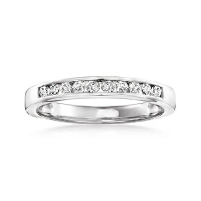 Ross-Simons 0.25 ct. t.w. Channel-Set Diamond Wedding Band in 14kt White Gold - Image 1 of 4