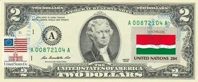 $2 DOLLARS 2009  STAMP CANCEL FLAG OF UN FROM SEYCHELLES  VALUE $125 - Image 1 of 2