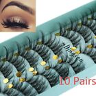 Faux Mink 3D False Eyelashes Cross Thick Long Lashes 10 Pairs Handmade Nr9