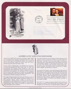 1999 Alfred Lunt & Lynn Fontanne actors Sc 3287 FDC with PCS cachet info page - Picture 1 of 1
