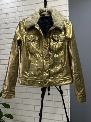 RARE Love Moschino Women's Jeans Golden Jacket ITALY US 8 - Image 1 of 4