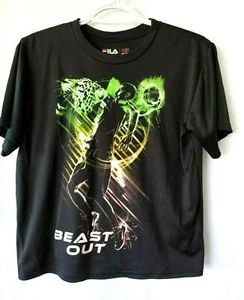 Fila Sport Boys TruDry Shirt "Beast Out" Crew Neck Short Slv Black M #12775 - Picture 1 of 5