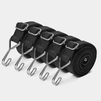 5 Pack Heavy Duty Bungee Cords Hooks Elastic Luggage Straps Cable Bungie Rope. - Image 1 of 4