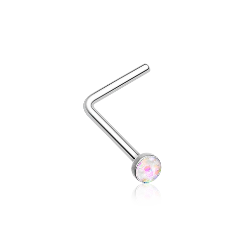 Anillo nariz plata ópalo brillante en forma de L negro rosa púrpura blanco verde azulado 20 g 7 mm hueso Foto 1 de 1