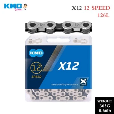 Cadena de bicicleta KMC 12 velocidades 126L X12 MTB montaña 126 eslabones bicicleta de carretera apta para Shimano Foto 1 de 4