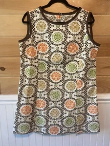 VTG 70’s Barkcloth Medallion Print Homemade Tunic 14/XL - Picture 1 of 9