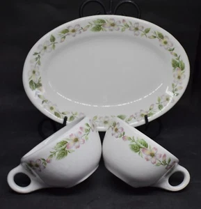 Tazas de café vintage Ridgway Dogwood vitrificadas artículos de restaurante artículos de hotel, bandeja - Imagen 1 de 11