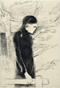 Carl Torsten Holmstrom (1884-1946) 1930s PORTRAIT OF A YOUNG WOMAN Etching 1931 - Picture 1 of 5