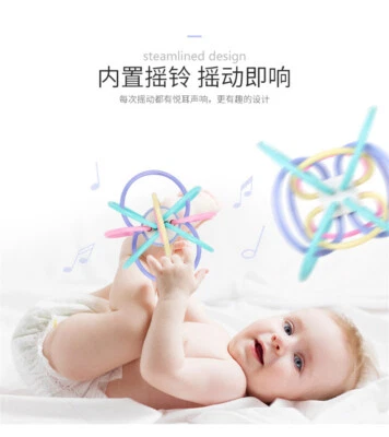 Healthy Newborn Baby Manhattan Ball Rattle Sensory Biting Teething Teether Toy - Image 1 of 4