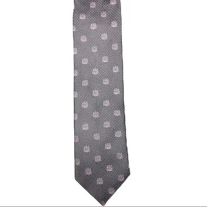 Byron British Style Exclusive Hand Made Silk Necktie Gray + Purple Made in Italy - Picture 1 of 6