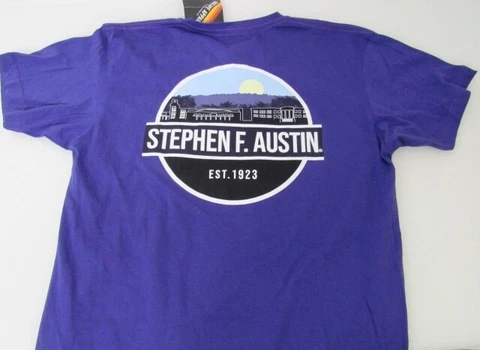 Stephen F Austin Lumberjacks Purple Cotton S/S Top T-Shirt Upscale Apparel Sz M Cover