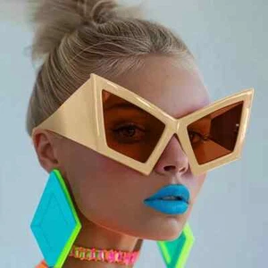 Women Fashion Oversized Cat Eye Sunglasses Shades UV400 Retro Gradient Glasses - Picture 1 of 28