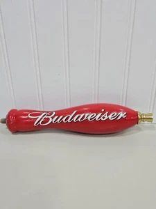 Budweiser Classic Draught Red w/ Gold Wooden Tap Handle Anheuser Busch 11 1/2" - Picture 1 of 8