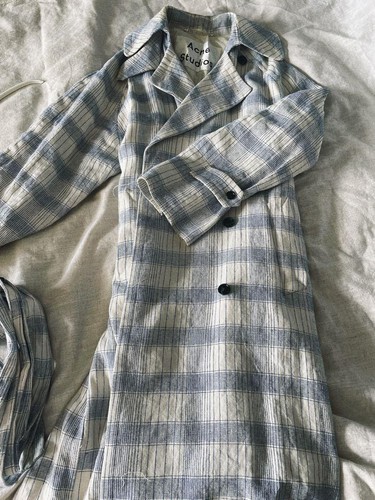 Cappotto lungo ACNE STUDIOS donna motivo a scacchi bianco blu taglia 32