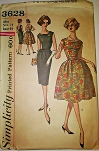 Simplicity 1-piece Dress w/2 Skirts & Cummerbund Pattern 3628, Sz14 Misses - Cut - Bild 1 von 1