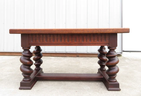 ARTS & CRAFTS Mission BARLEY TWIST OAK & TILE COFFEE TABLE Antique Painted ART Cover