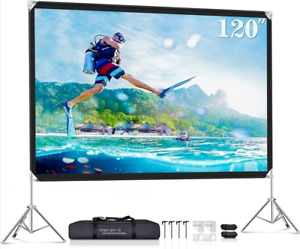 120" Projector Screen with Stand&Bag Portable Theater Projection Outdoor Movie S