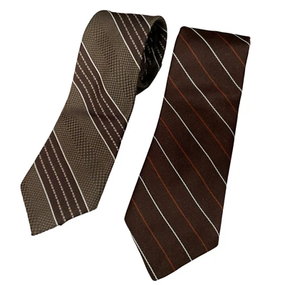 "2 corbatas de colección para hombre Ketch marrón blanco rayas poliéster 56"" largo x 3"" ancho" Foto 1 de 4