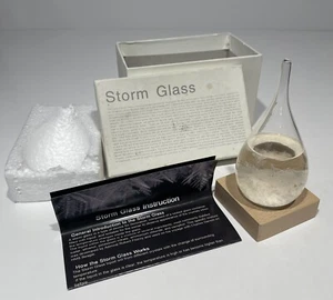 Storm Glass Weather Forecaster Predictor Decorative Wooden Base Water Drop Décor - Picture 1 of 3