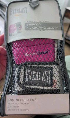 Everlast Kickboxing Gloves EverCool Pink White MMA Workout  Fighting Level 2 - Image 1 of 4