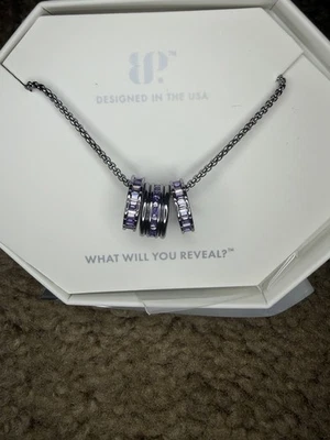 Bomb Party BP Necklace “Finely Aligned” NK72809 Purple Topaz on Hematite, NEW - Image 1 of 3
