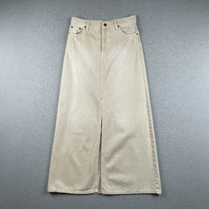 Topshop Maxi Skirt Womens 4 Sand Denim Low Slung Grunge Minimalist Streetwear - Picture 1 of 14