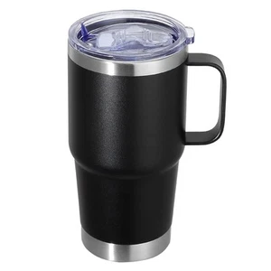 20 Oz Stainless Steel Tumbler With Handle Metal Insulated Coffee Travel Mug - Picture 1 of 7