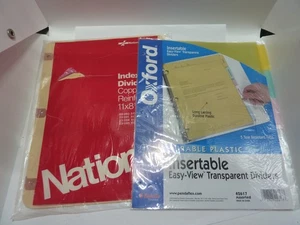 Lot of 2 NATIONAL Copper Reinforced Dividers AND OXFORD TRANSPARENT DIVIDERS - Picture 1 of 5
