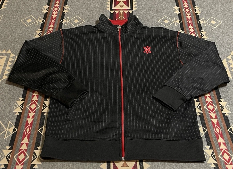Avirex Men’s Track Jacket M Black Red Stripe Full Zip Single Stitch T41 - Image 1 of 4
