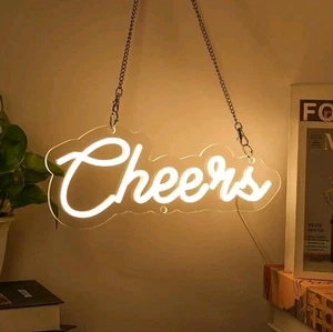 Cheers Warm White LED Neon Light Sign USB and Battery Powered 13.8 x 5.5 In - Picture 1 of 7