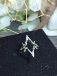 Sterling 925 handgegossen Größe 8 Ring Saphir Starburst Dreieck Schutz... - Bild 1 von 10