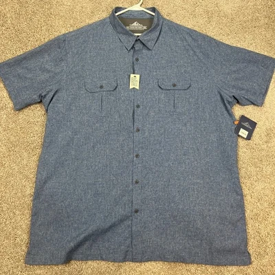 Croft Barrow Men's 3XL Tall Quick-Dry Button Down Shirt Dark Denim Vented NET - Image 1 of 4