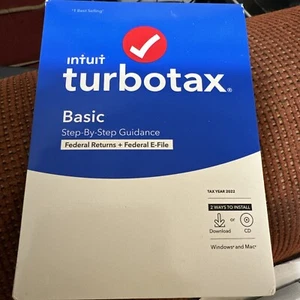 2022 TurboTax Basic• PC Or Mac CD or Download • Federal Returns + Federal E-File - Picture 1 of 2