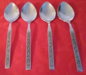 Oneida stainless Spanish Court lot of 4 soup spoons 6 7/8" EUC polished - Picture 1 of 4