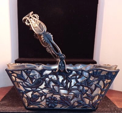 Panier en métal argenté et cristal - WMF Jugenstil - Photo 1/4