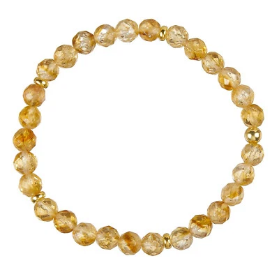 Citrin Armband - Edelsteinarmband 6mm facettiert - Perlenarmband gelb D151 - Bild 1 von 4