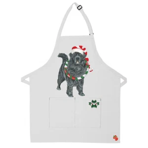 Newfoundland Newfie Dog Christmas Apron Two Pocket Bib Apron with Adj Neck - Picture 1 of 1