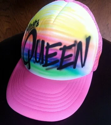 Chapéu boné cobra estilo caminhoneiro rosa tamanho único pintura a ar escovado "Matt's Queen" - Imagem 1 de 4