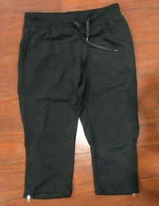 LOVEMOOD BLACK WOMEN 3 Quarter Sweat PANTS Jogger w/Zipper Sz M Medium NEW NWOT - Picture 1 of 2
