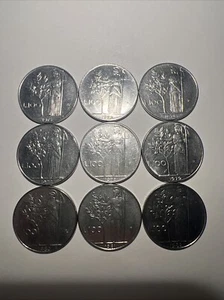 Lot Of 9 Old ITALY 100 LIRE Coins Featuring Years 1974 Through 1984 - Picture 1 of 4