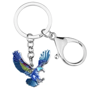 Enamel Alloy Floral Hawk Eagle Keychains Jewelry Birds Car Key Ring Charms Gifts - Picture 1 of 11