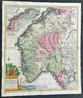 1730 Matthaus Seutter Grande Carte Antique de la Norvège