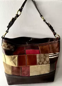Coach Handtasche Handtasche Hobo Patchwork Bucket Schulter Leder Wildleder G06S-10434 Y2K - Bild 1 von 11