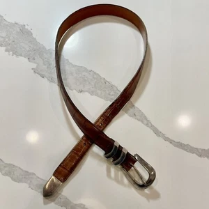 Brighton Leather Belt Men's Westerncore Embossed Croc Sz 36 Y2K Gorpcore Casual - Picture 1 of 10