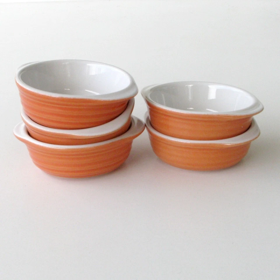 Lot  5 ramequins oreilles ou cassolettes-Emile Henry-orange Poterie culinaire - Photo 1/4