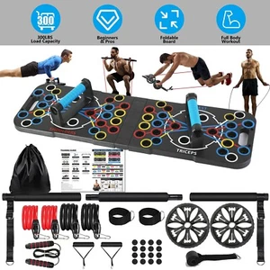 Push Up Board Home Strength Training Equipment Band Roller Wheel Home Gym Sports - Picture 1 of 14