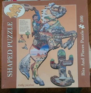 Bits And Pieces Shaped Puzzle 500 Pieces Brand New The Wild West- A17 - Picture 1 of 2