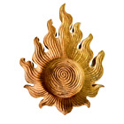 Vintage Thai Carved Teak Wood Panel Flame Ball Handmade Wall Art Home Decor Gift