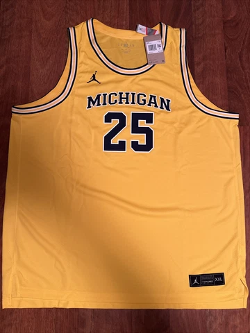 JORDAN Michigan Wolverines # 25 Basketball Jersey Yellow/XXL CD3151-729 Cover
