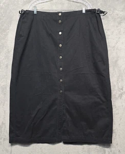 Lauren Ralph Lauren Skirt Womens Sz 22W Black Button Front Adjustable Waist - Picture 1 of 13